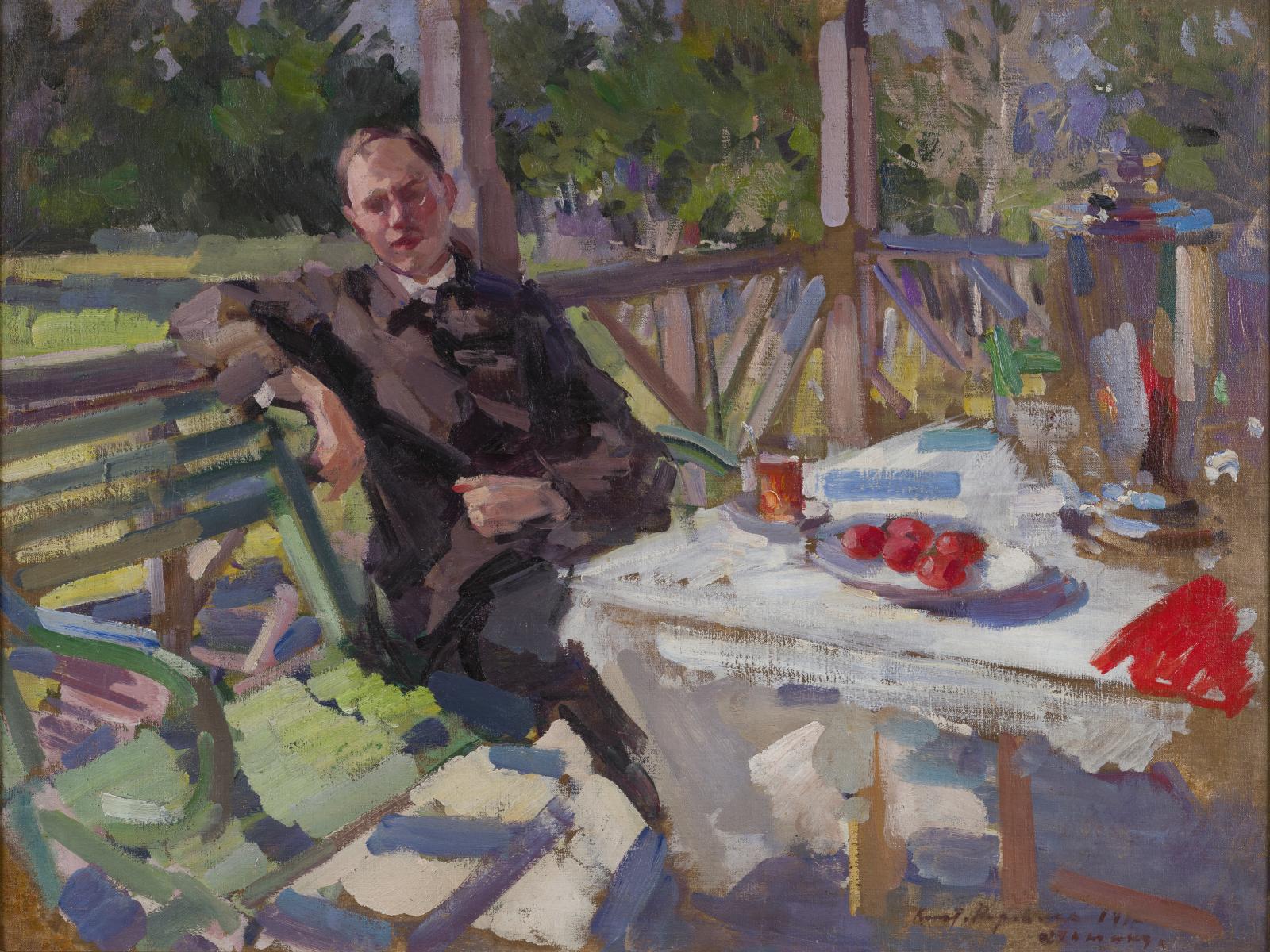 Korovin on the Okhotino Terrace with His Friend Suvorov   