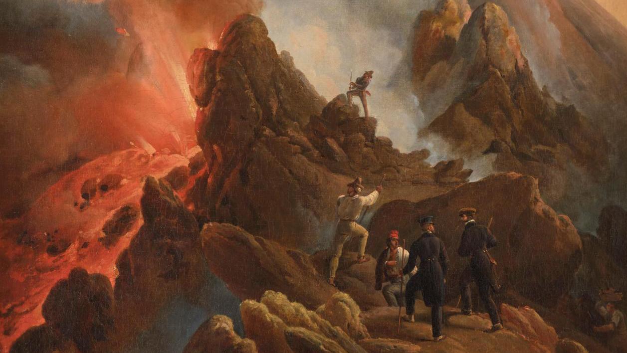Horace Vernet (1789-1863), The Vesuvius Erupting, the Artist and his Father, oil... Revealing Horace Vernet at Versailles