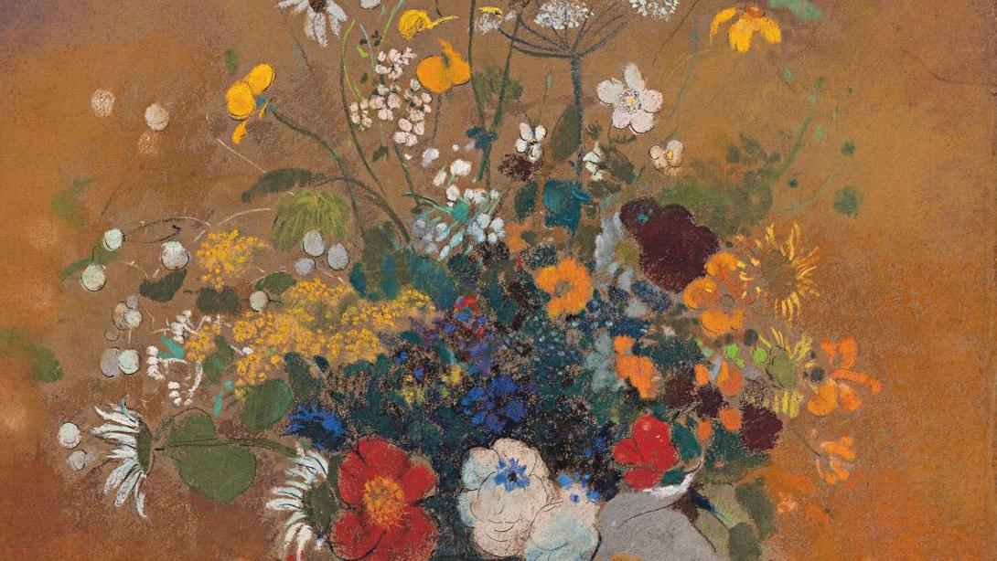 Odilon Redon (1840-1916), Vase de fleurs des champs (Vase with Wildflowers), circa... Odilon Redon’s Flowers Fetch a Million 