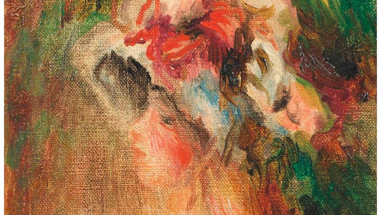 Pierre-Auguste Renoir (1841-1919), Jeune femme au chapeau fleuri, huile sur toile,... Renoir, Rodin et Zadkine, trio gagnant