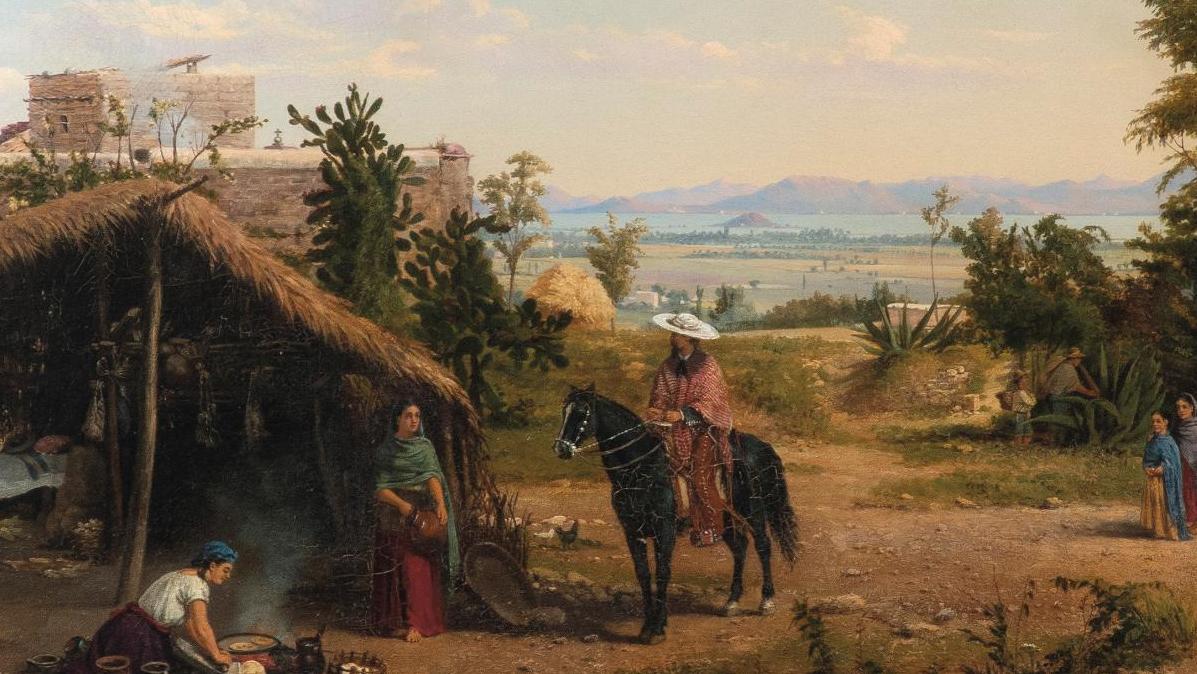 Conrad Wise Chapman (1842-1910), Scène villageoise, vallée de Mexico, 1877,huile... Conrad Wise Chapman sous le soleil de Mexico 