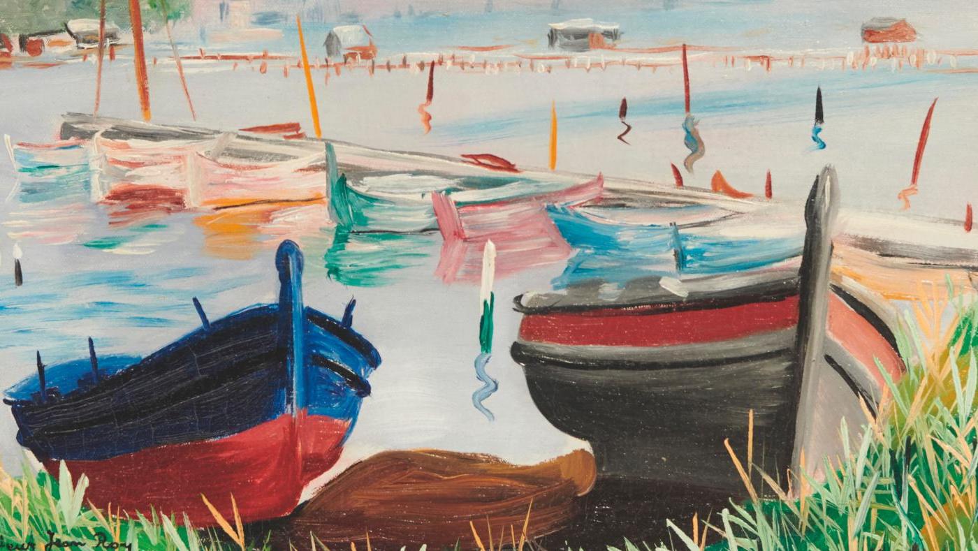 Moïse Kisling (1891-1953), Les Sablettes, 1948, toile signée, dédicacée, datée et... Feux d’artifice de fin d’année sur la Croisette