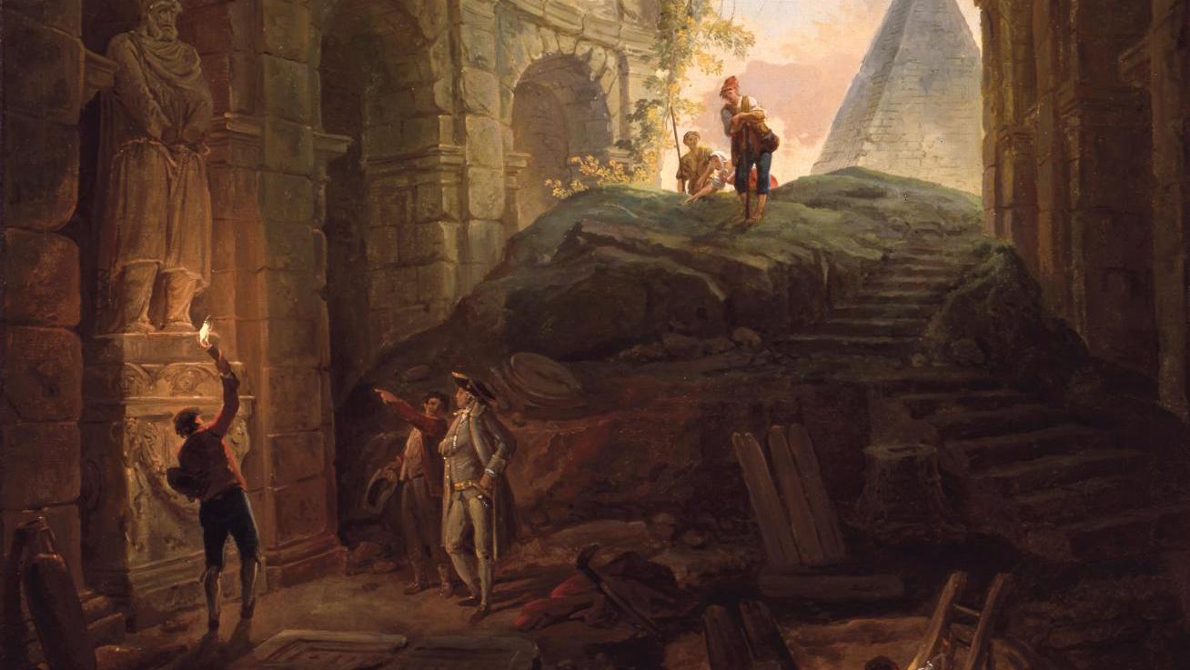 Hubert Robert (1733-1808), Les Découvreurs d'antiques, vers 1765. © Musée de Valence... L’imaginaire des ruines au musée des beaux-arts de Lyon