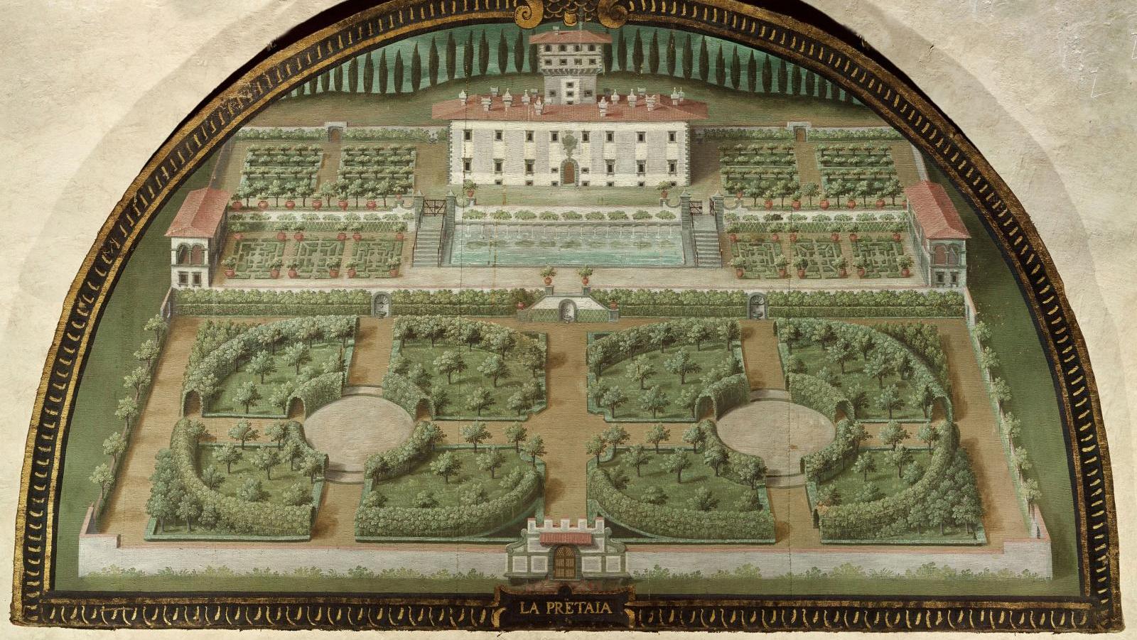 Giusto Utens (mort en 1609), Villa La Petraia, entre 1599 et 1604, huile sur toile,... Jardin et poésie à la Renaissance au château de Pau