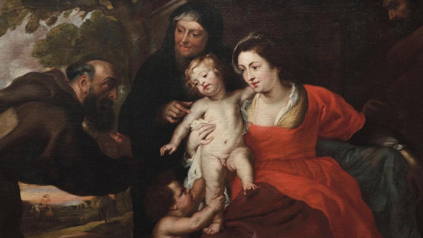 Début du XVIIe siècle, atelier de Pierre Paul Rubens (1577-1640), La Sainte Famille... Un tableau de l'atelier de Rubens au riche pedigree