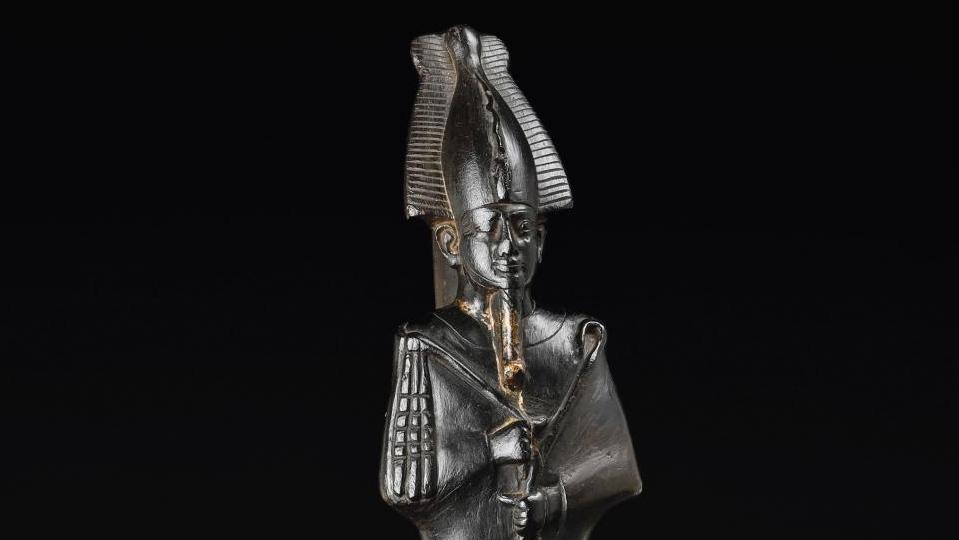 Égypte, Basse Époque ou période ptolémaïque (664-30 av. J.-C.). Grand Osiris momiforme... Un Osiris monumental de belle provenance 