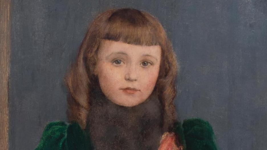 Fernand Khnopff (1858-1921), Portrait d’Yvonne Suys, 1890, huile sur panneau, signée,... L’enfance vue par Fernand Khnopff