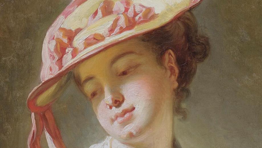Jean-Honoré Fragonard (1732-1806), Jeune fille au chapeau, huile sur toile, 52 x 42,5 cm.... Chapeau,  Monsieur Fragonard !