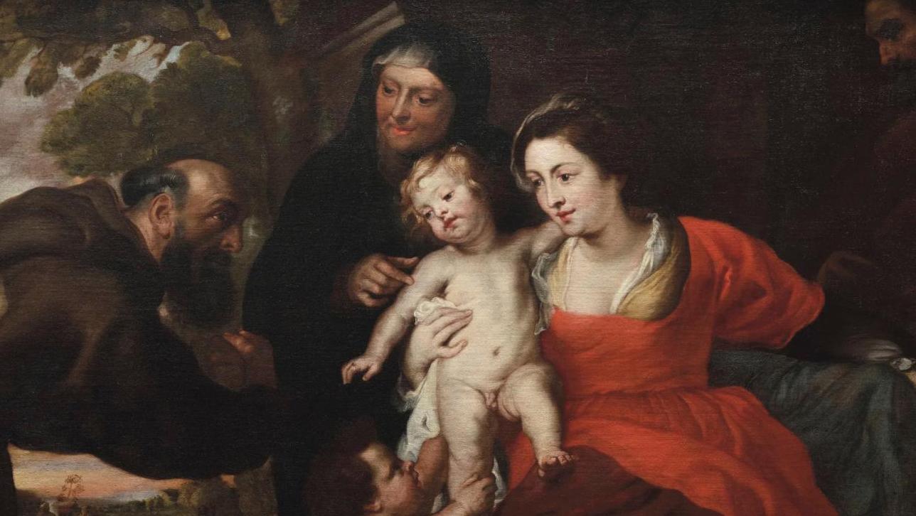 Early 17th century, studio of Peter Paul Rubens (1577-1640), The Holy Family with... A Painting from Rubens' Studio with a Rich Pedigree