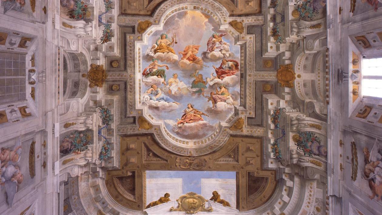 La voûte de la salle des gardes, par Angelo Michele Colonna (1604-1687) et Agostino... Le palais ducal de Sassuolo, joyau du baroque italien