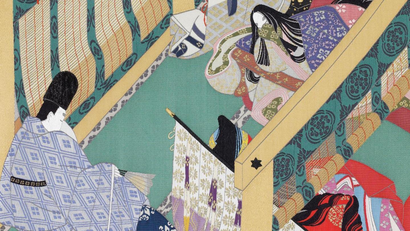 Itarô Yamaguchi (1901-2007), premier rouleau tissé du Dit du Genji, 1986 (détail),... À la cour du Prince Genji au musée Guimet