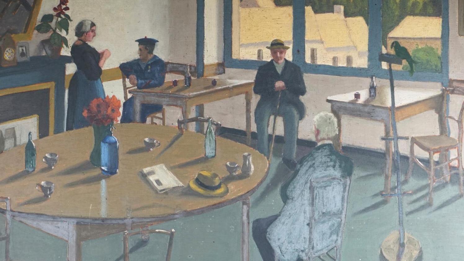 Marius Borgeaud (1861-1924), Intérieur, débit de boissons, 1912, huile sur toile... La mélodie du bonheur de Marius Borgeaud 