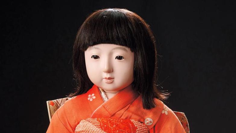 Japon, XXe siècle. Poupée de l’amitié « Miss Kantoshu », tête en bois, traits peints,... Miss Kantoshu, poupée ambassadrice du Japon