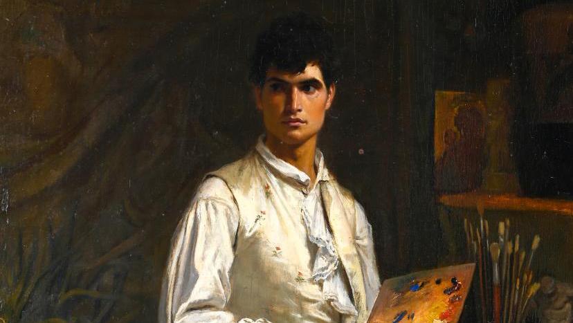 Christian Meyer Ross (1843-1904), Jeune peintre dans son atelier (Young Painter in... Christian Meyer Ross, a Norwegian Painter With a Successful European Career