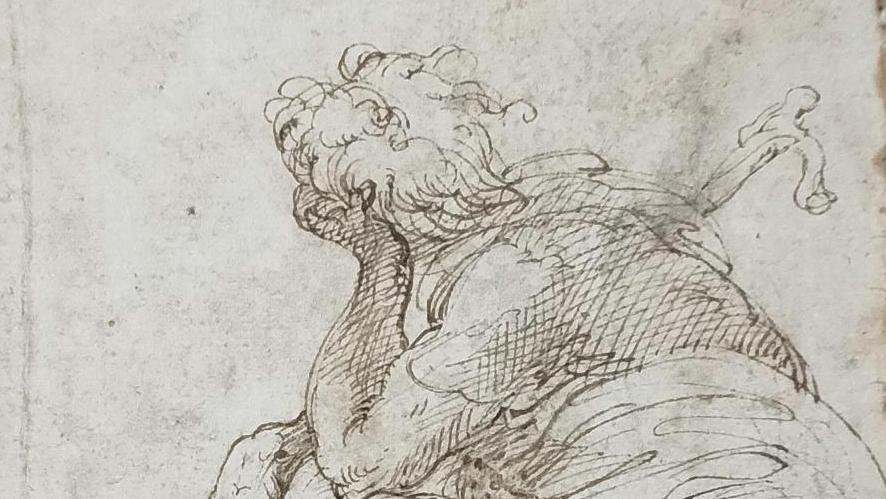 Giovanni Francesco Mazzola, dit le Parmesan (1503-1540), Étude de figure assise prise... Un dessin tout juste réattribué au Parmesan