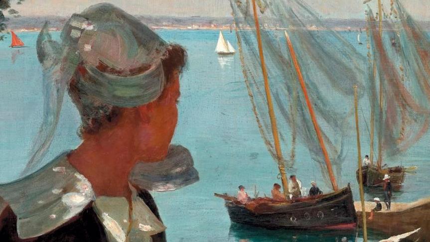 Margaret Campbell Macpherson (1860-1931), Bretonne devant la baie, huile sur toile,... Margaret Campbell Macpherson, une artiste canadienne en Bretagne