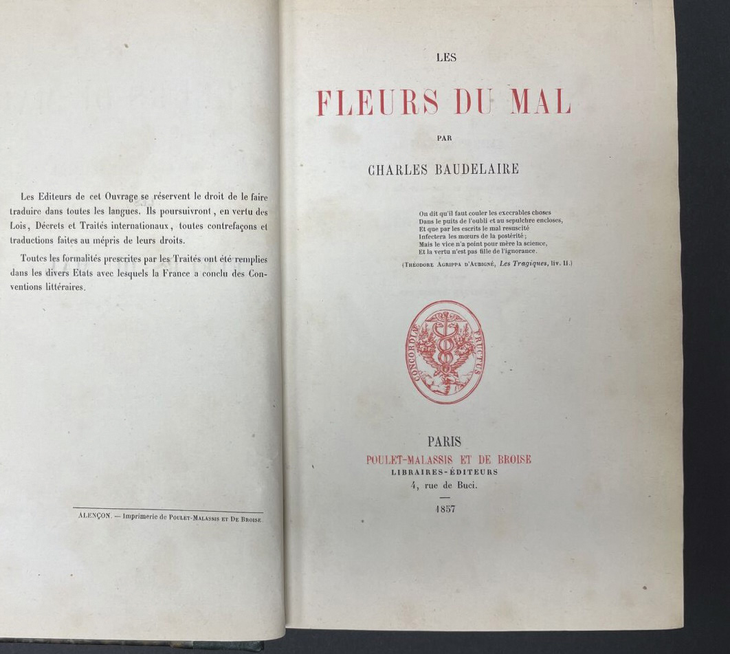 Les Fleurs du mal, la première édition de 1857