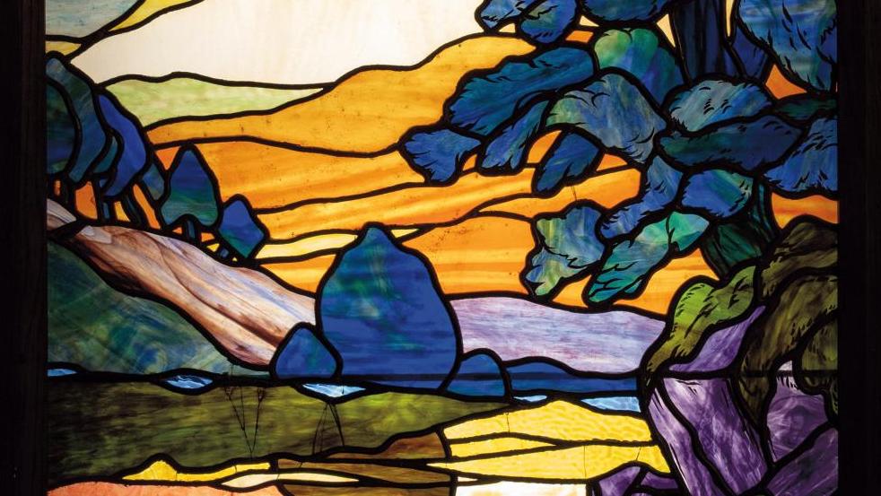 Francis Chigot (1879-1960), Le Chêne au bord de l’eau, avant 1914, collection Martine... Le vitrail selon Francis Chigot à Troyes