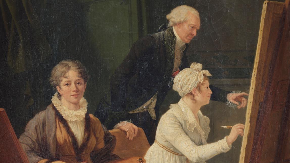 Marie-Gabrielle Capet (1761-1818), Autoportrait de l’artiste dans l’atelier, toile... Le tableau de famille d’une femme peintre, Marie-Gabrielle Capet