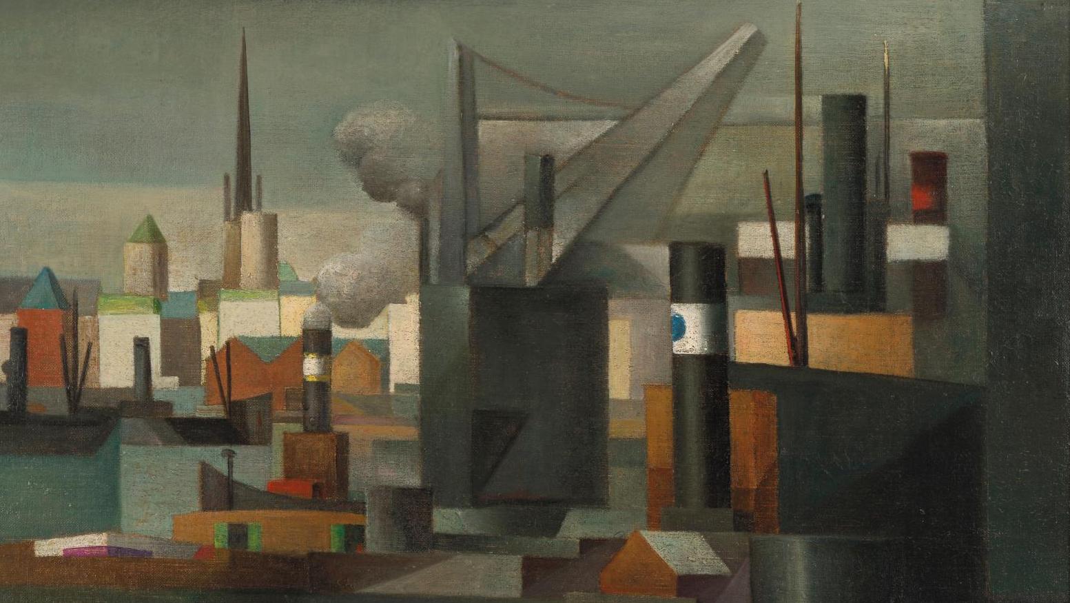 Pierre Hodé (1889-1942), Le Port de Rouen, toile signée, 54 x 65 cm. Adjugé : 19... Les audaces de Hodé, Marcel-Lenoir et Lacoste