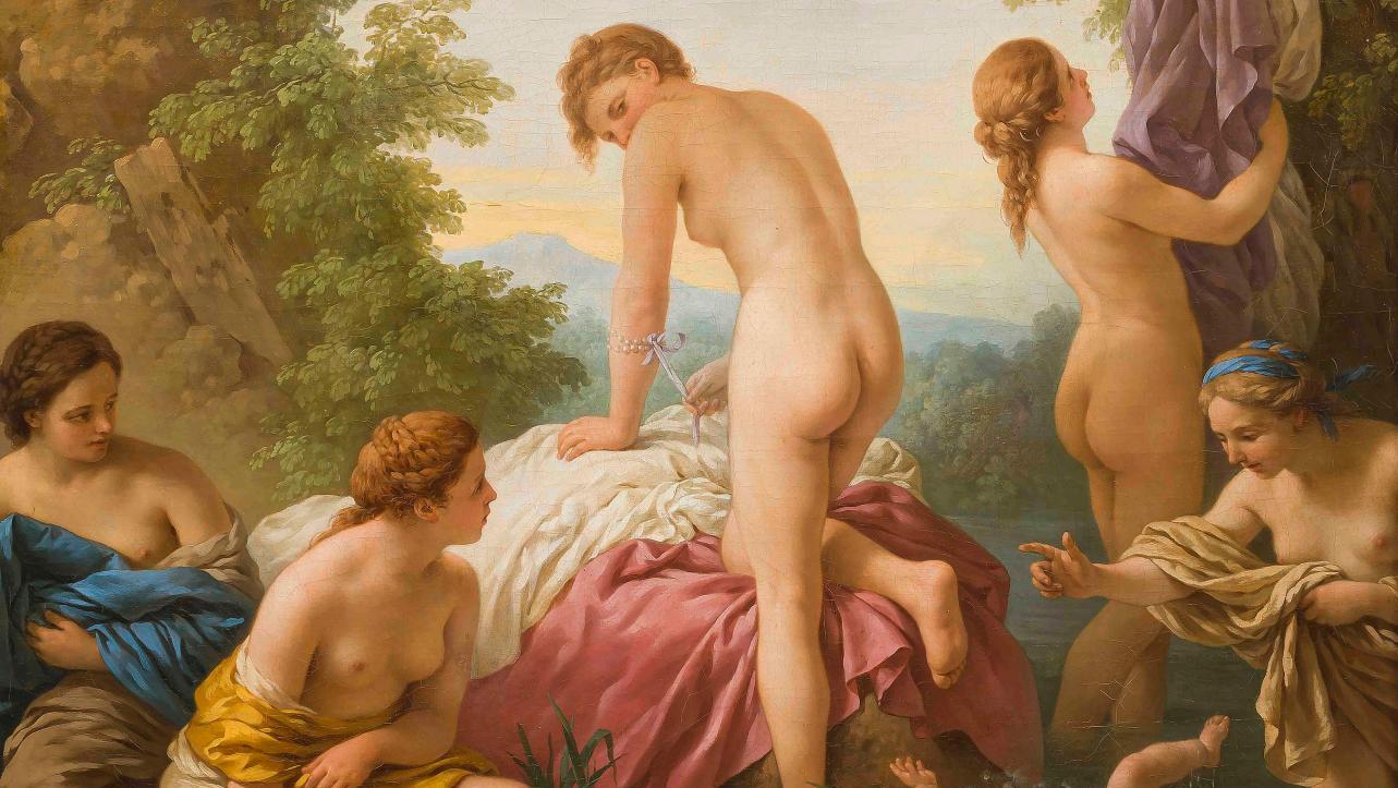 Louis Lagrenée, dit l’Aîné (1725-1805), Femmes au bain, toile, 1772, 101 x 81 cm,... Des Femmes au bain de Louis Lagrenée disparues depuis 211 ans…