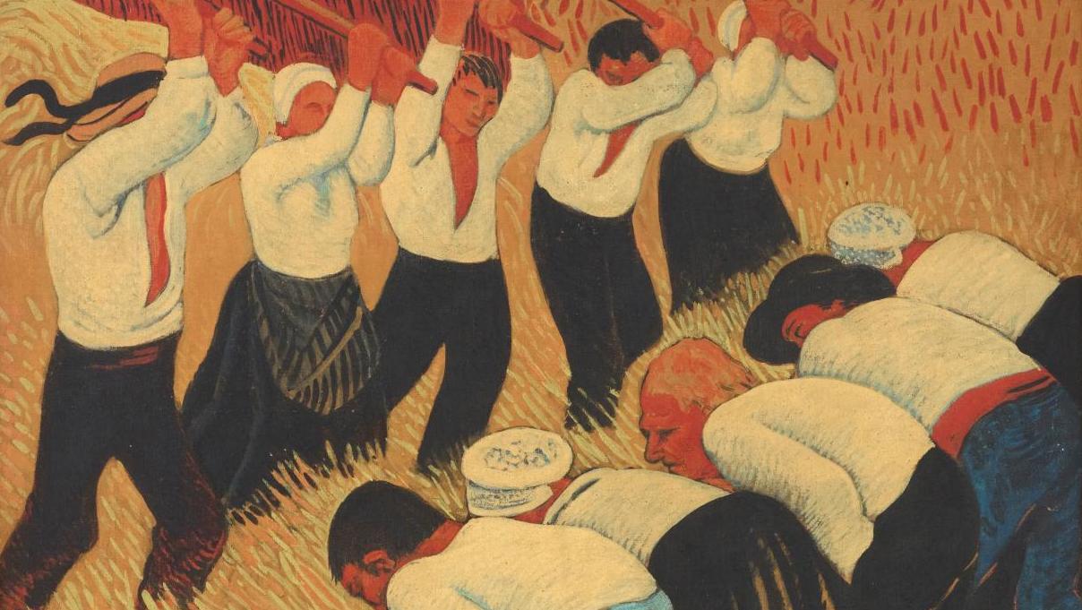 Paul Sérusier (1864-1927), Les Batteurs de blé, 1893, huile sur toile, 91 x 73 cm.... Les Batteurs de blé de Sérusier, au plus près du réel