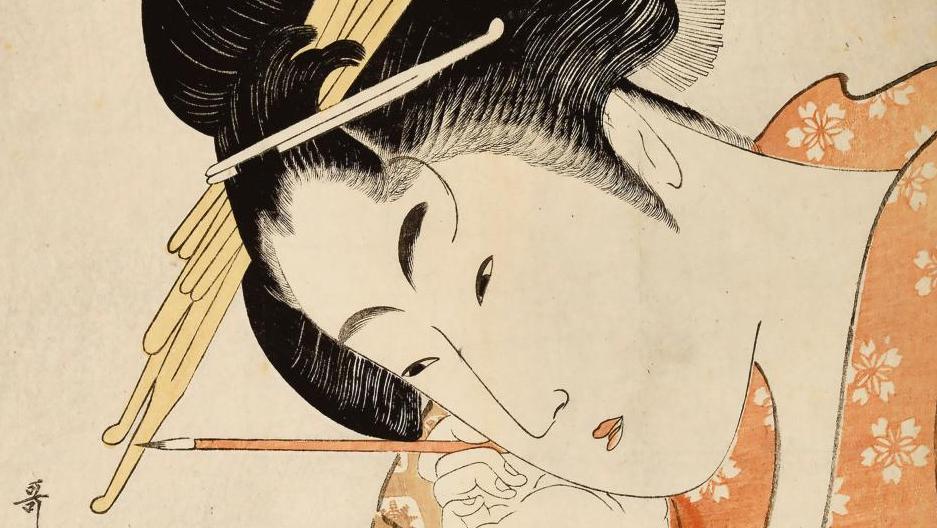 Utamaro Kitagawa (1753-1806), Portrait de la plus célèbre oiran du Yoshiwara, 1795,... Un portrait de courtisane par Utamaro