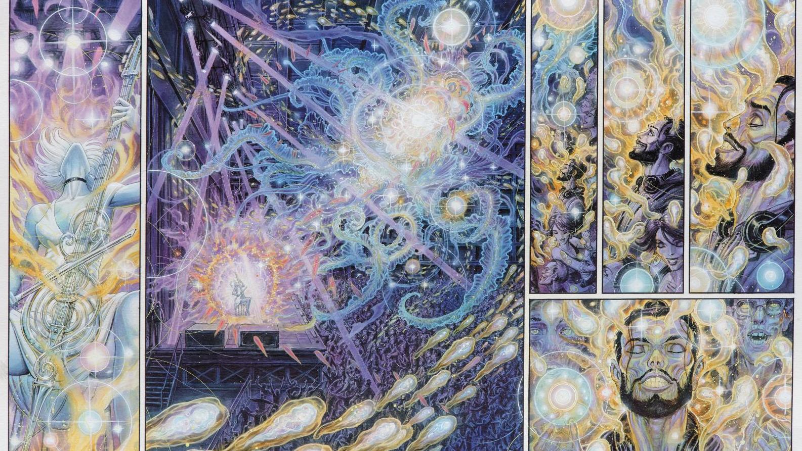 Olivier Ledroit (né en 1969), Le Troisième Œil, planche originale des pages 42-43,... Voyage dans la BD cosmique d’Olivier Ledroit