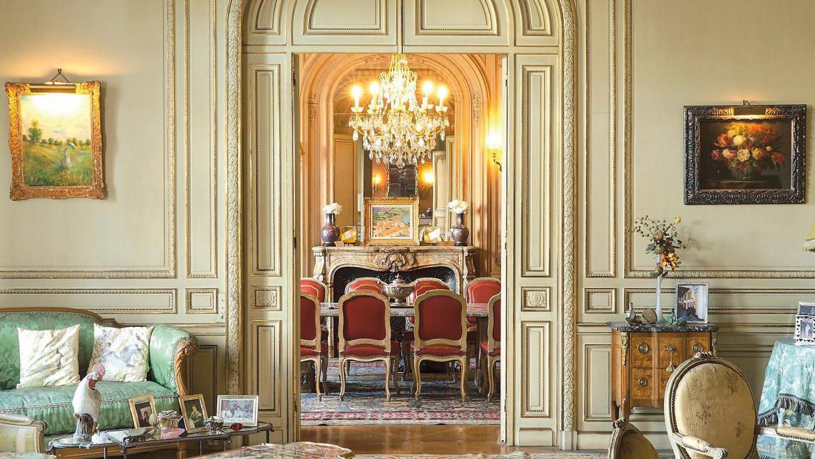 The Fischof-La Fouxs’ reception room in Paris with the 17th-century pietra dura table... Raymond and Suzanne Fischof-La Foux: The Novel-Worthy Story of a Couple’s Collection 