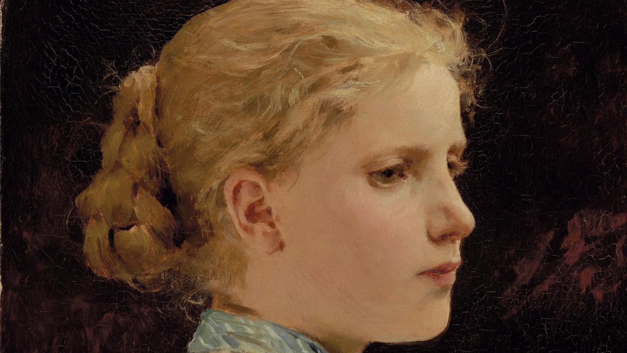 Albert Anker (1831-1910), Portrait d’une jeune fille, 1886, huile sur toile, 40 x 52 cm,... Voyage en enfance avec Anker à Martigny