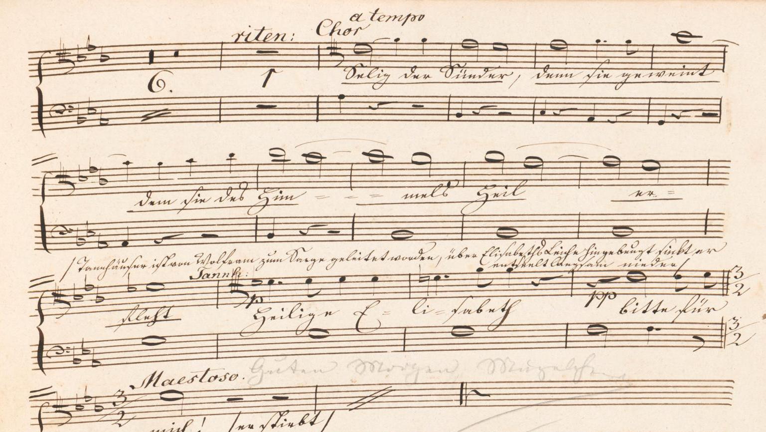 Richard Wagner (1813-1883), manuscrit musical avec envoi autographe Tannhaüser und... La genèse du Tannhaüser de Wagner 