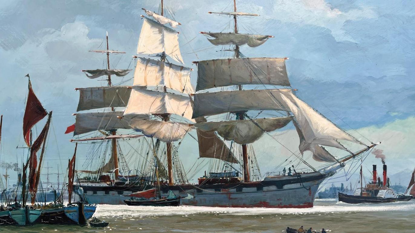 Roger Chapelet (1903-1995), Le Navire clipper Loch Etive, huile sur toile, signée... L'épopée de Roger Chapelet au travers des océans