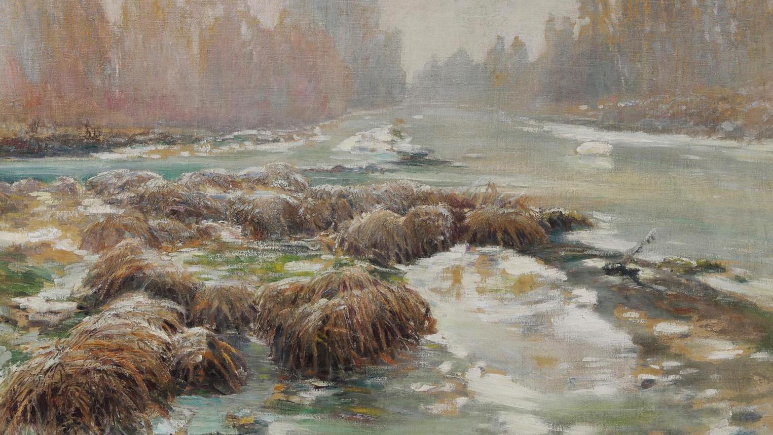Vaclav Radimsky (1867-1946), La Seine à Vernon par temps de neige, 1900, huile sur... Une toile de Radimsky offerte aux propriétaires de l’hôtel Baudy à Giverny, berceau de l’impressionnisme
