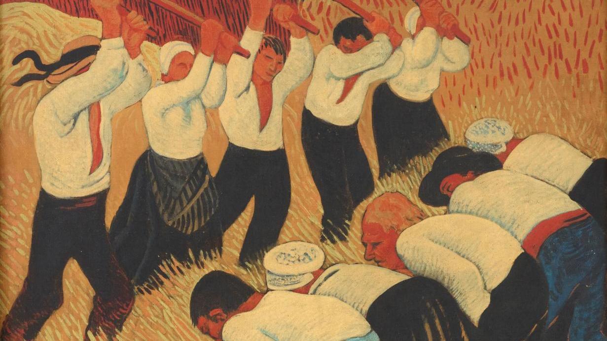 Paul Sérusier (1864-1927), Les Batteurs de blé, 1893, huile sur toile, 91 x 73 cm.... Sérusier chante la Bretagne avec un record français