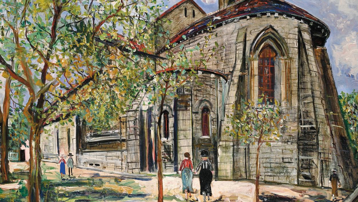 Maurice Utrillo (1883-1955), L’Église Saint-Pierre de Montmartre, l’abside, huile... De la butte Montmartre avec Utrillo aux pistes d’envol