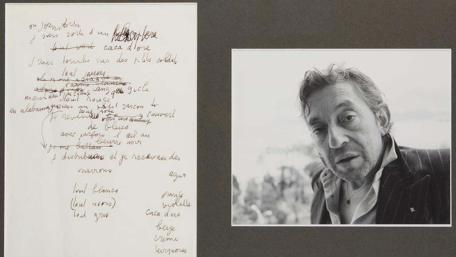 Serge Gainsbourg (1928-1991), manuscrit autographe L’Œil au beurre noir, une page in-4°... L’Œil au beurre noir de Gainsbourg : sa chanson inachevée 