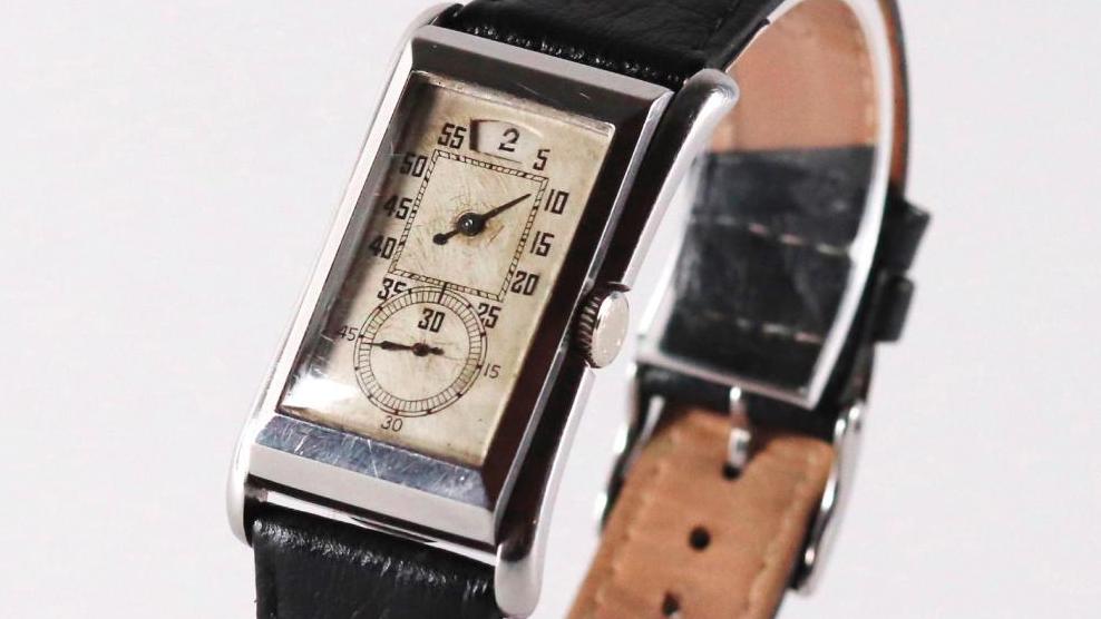 Rolex, vers 1930. Montre-bracelet d’homme «Prince Brancard», Railway, heures sautantes,... Rolex «Prince» : la montre pour homme des années 1930
