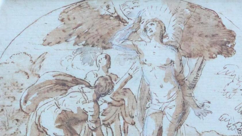Charles Mellin (1597-1649), Le Martyre de saint Sébastien, plume et encre brune,... Du martyre de saint Sébastien par Mellin à un diamant rose
