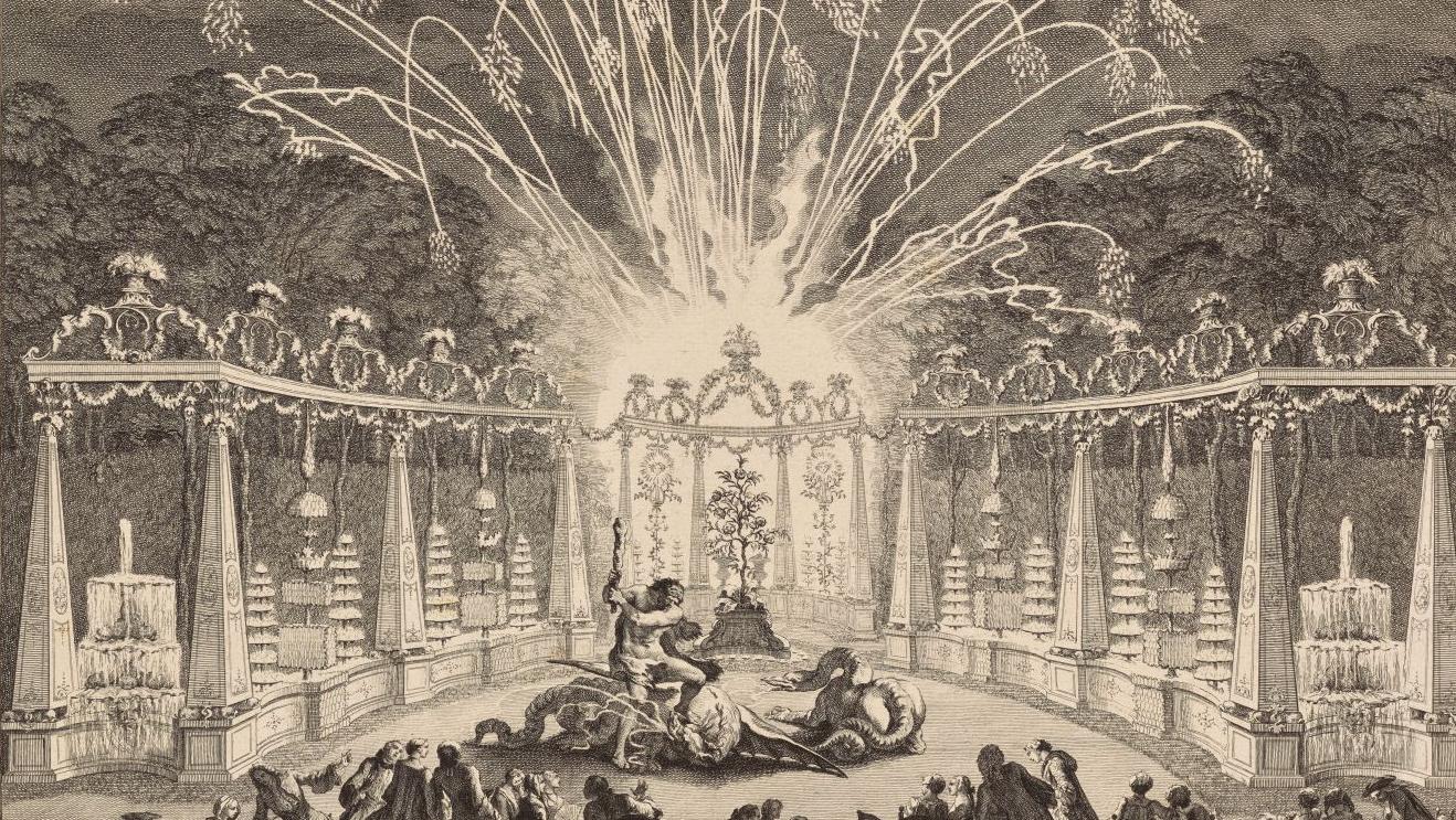Charles Nicolas Cochin fils (1715-1790), Dessein de l’illumination et du Feu d’Artifice... Graver pour le Roi. Collections de la Chalcographie du Louvre