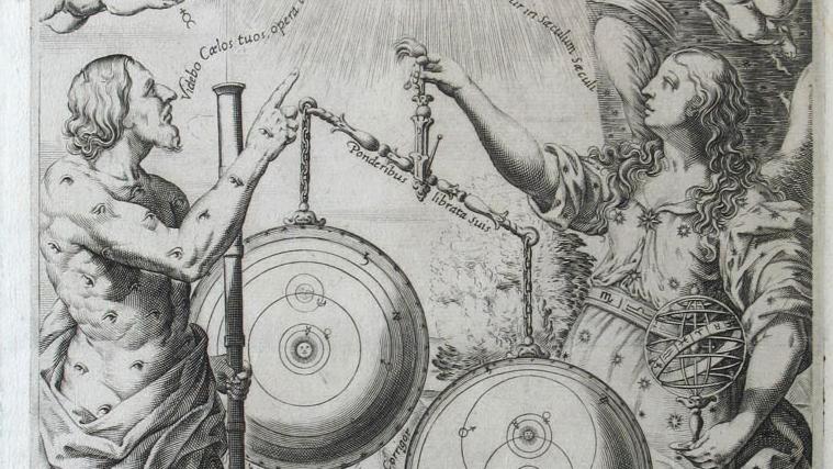 Giovanni Battista Riccioli (1598-1671), Les Trois Systèmes du monde, dans Almagestum... L’art de la Renaissance sur papier à Caen
