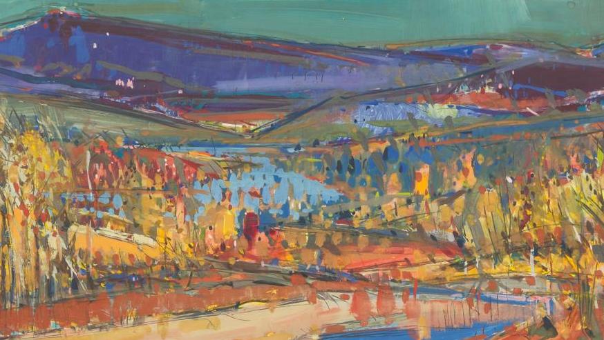 Wayne Thiebaud (1920-2021), Canyon de la rivière à Folsom, tempera sur panneau, 1958,... Un Wayne Thiebaud fougueux