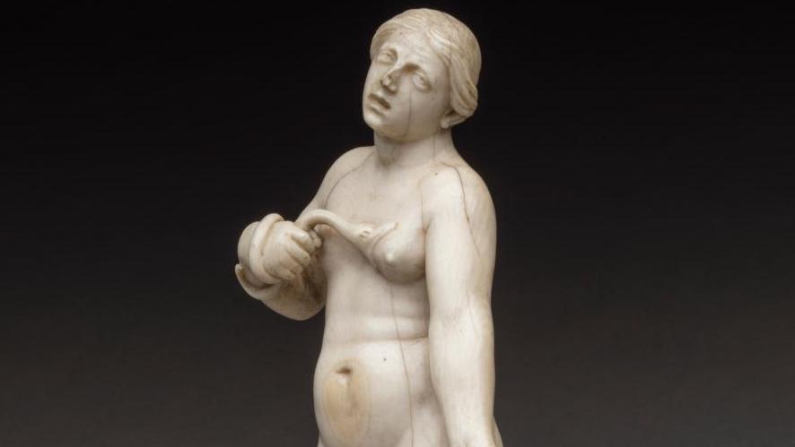Leonhard Kern (1588-1662), Allemagne, 1640-1650, figure en ivoire sculpté représentant... Quand Leonhard Kern transforme la mort de Cléopâtre en une tragédie baroque