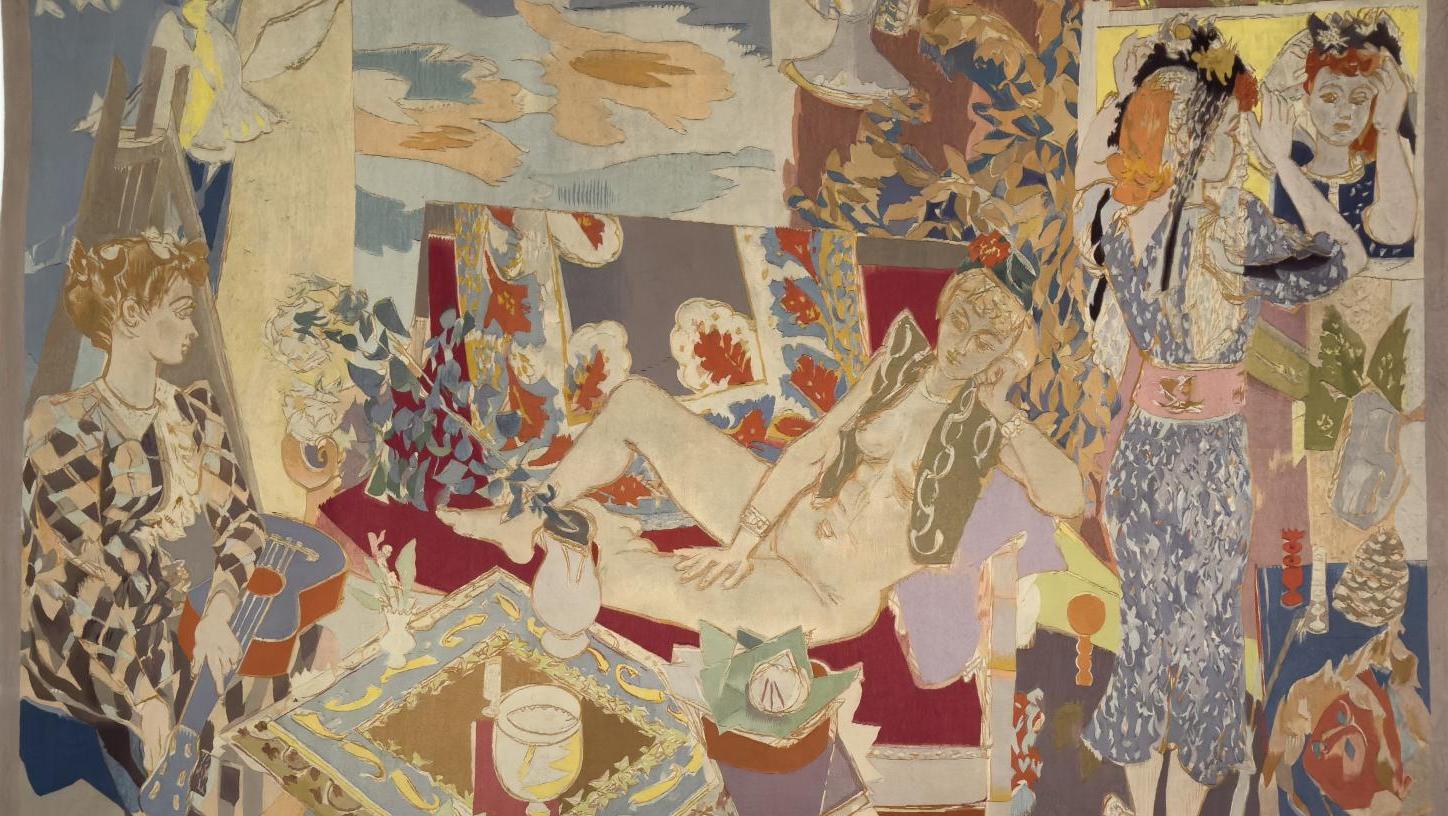Raymond Legueult (1898-1971), L’Atelier, 1941-1942, tapisserie en laine et coton,... Une tapisserie de Raymond Legueult pour Jacques Adnet