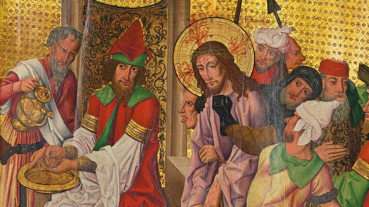 Maître de Guebwiller (actif vers 1490), Le Christ devant Ponce Pilate, huile sur... Maître de Guebwiller et la mystique rhénane 