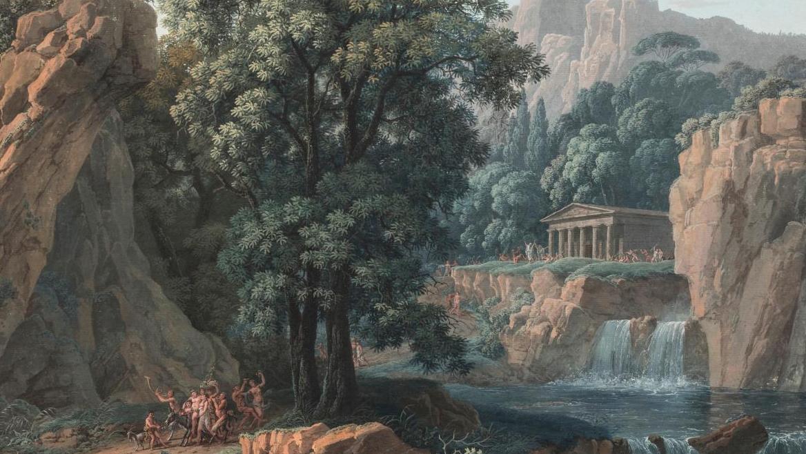 Attribuée à Jacob Philipp Hackert (1737-1807), Bacchanale, gouache, 51,5 x 69 cm.... Jacob Philipp Hackert, un Prussien en Italie