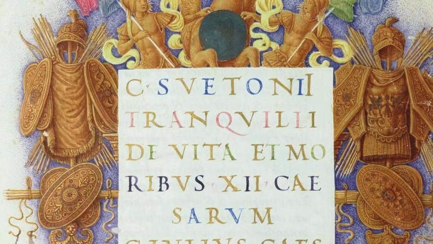 Gaspare da Padova (illuminator) and Bartolomeo Sanvito (scribe), ancient-style frontispiece... The Invention of the Renaissance at the BnF