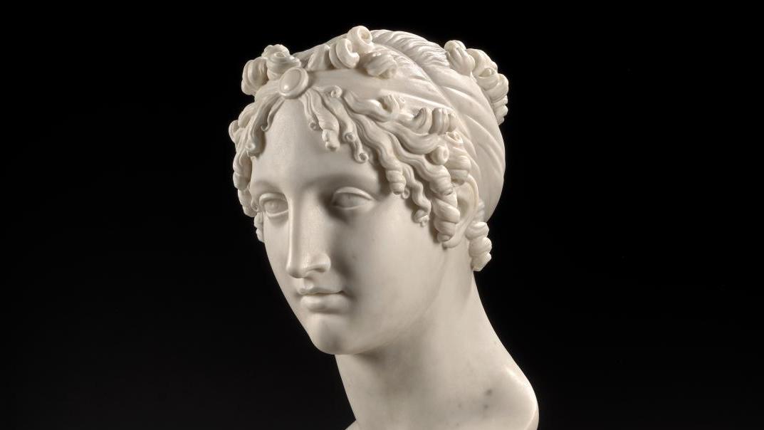 Antonio Canova (1757-1822), Tête de Calliope ou Portrait présumé de Marie-Louise... Un buste impérial d’Antonio Canova