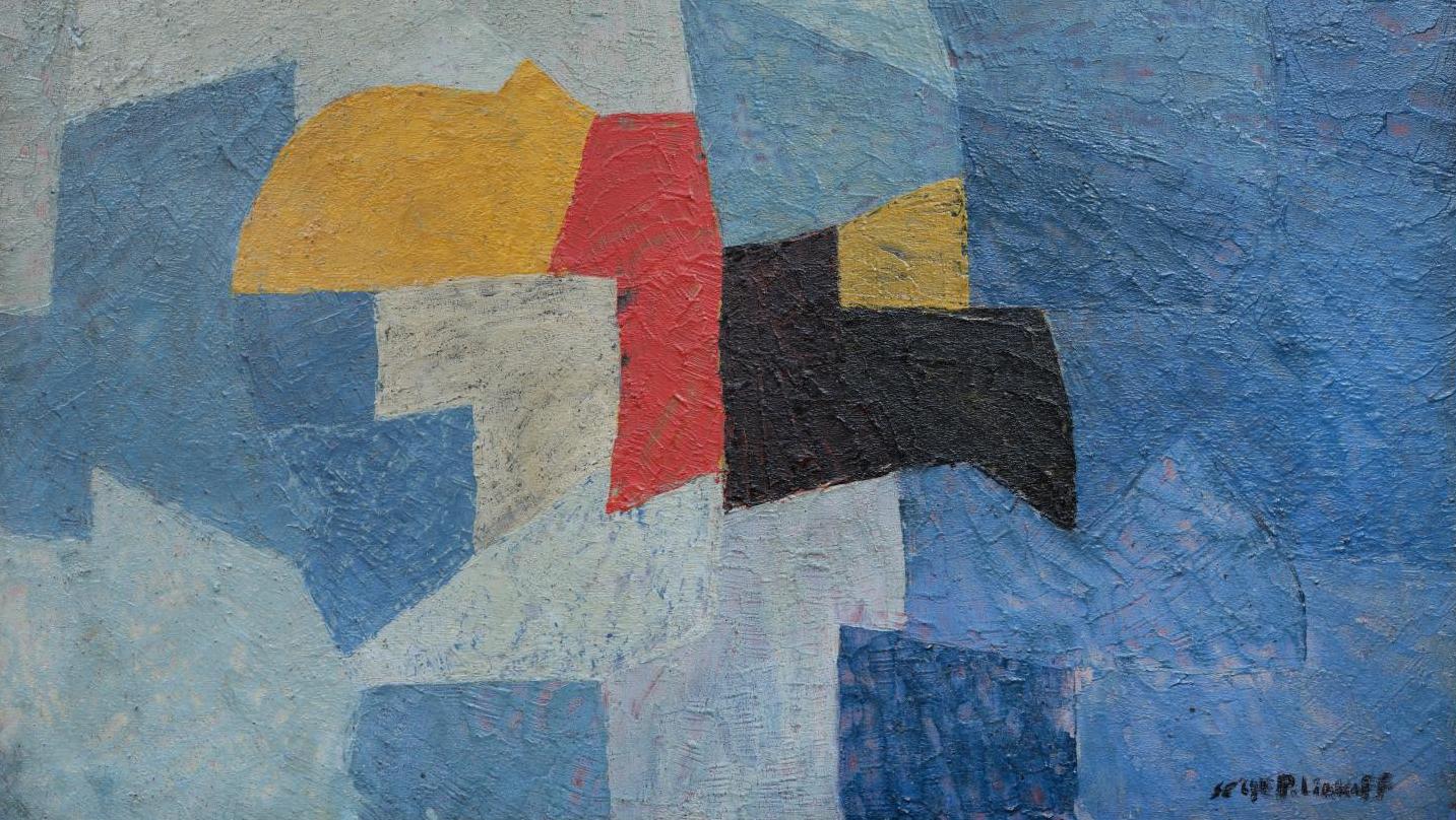 Serge Poliakoff (1900-1969), Composition abstraite 56-84, 1956, huile sur panneau,... Un tableau de Serge Poliakoff inédit sur le marché 