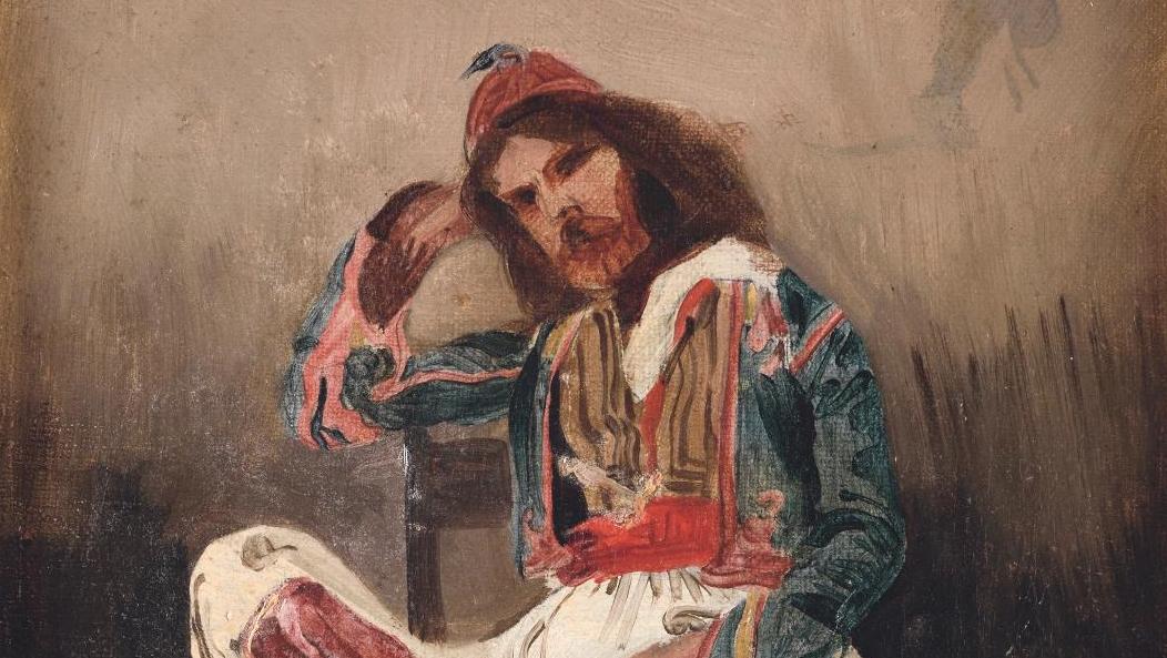 Eugène Delacroix (1798-1863), Personnage en costume de palikare, vers 1822, huile... Delacroix et la question d’Orient