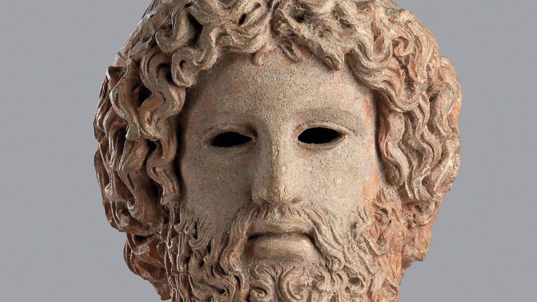 Head of Zeus, first century BCE, terra cotta, Liebieghaus Skulpturensammlung.© Frankfurt... A Major Phidias Exhibition in Rome